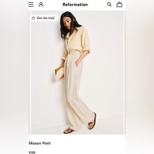 Reformation Mason pants - color Sugar - size 2 - tencel fabric - classic